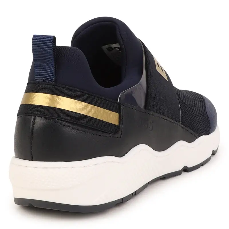 Hugo Boss Navy Gold Logo Slip On Sneaker - Image 5