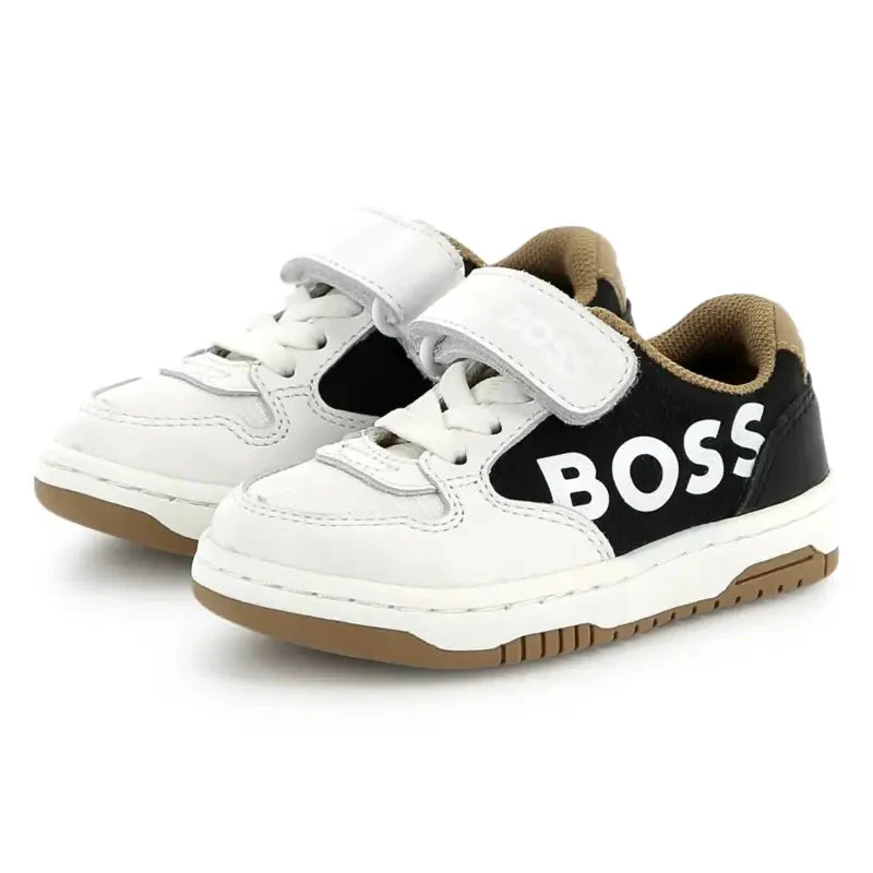 Hugo Boss White Black Camel Velcro Sneaker