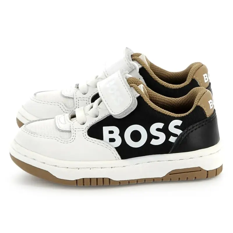 Hugo Boss White Black Camel Velcro Sneaker - Image 2