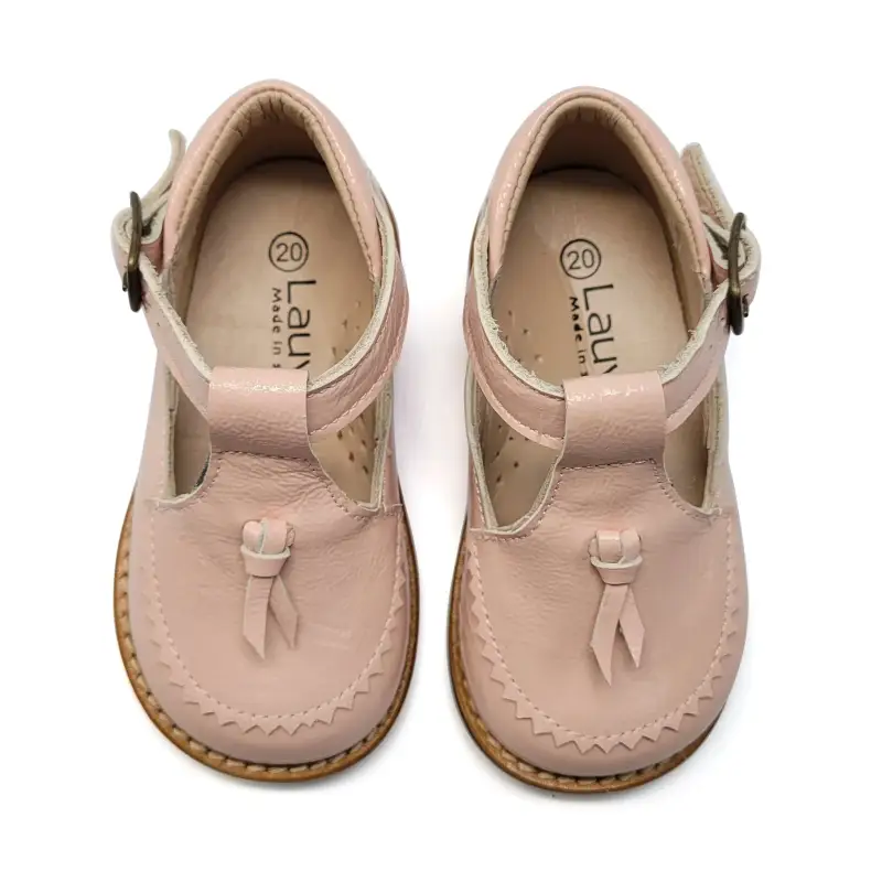 Lauve Knot Peach Patent T Strap - Image 2