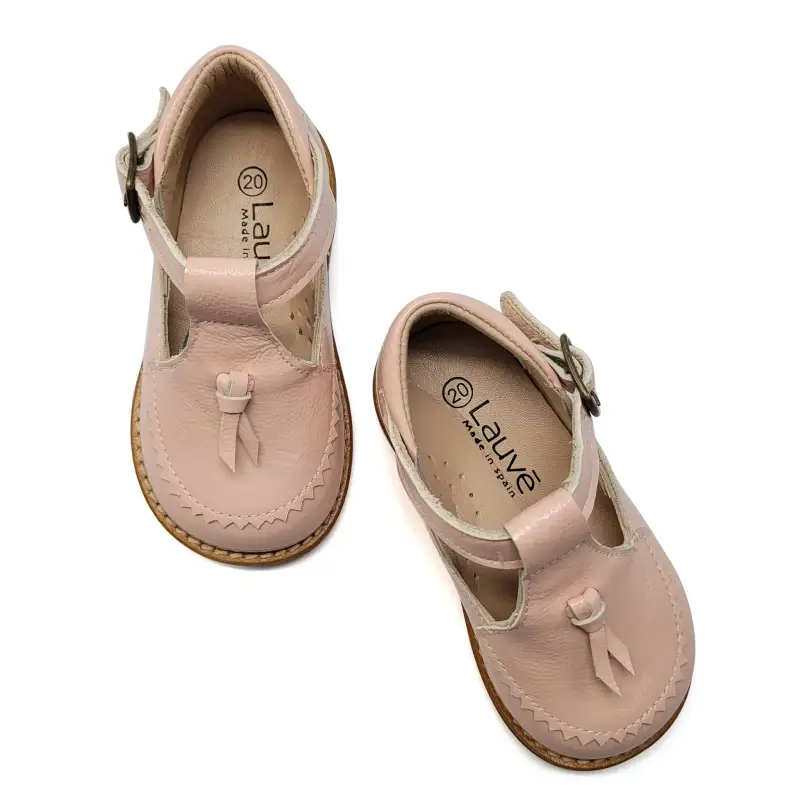 Lauve Knot Peach Patent T Strap - Image 3