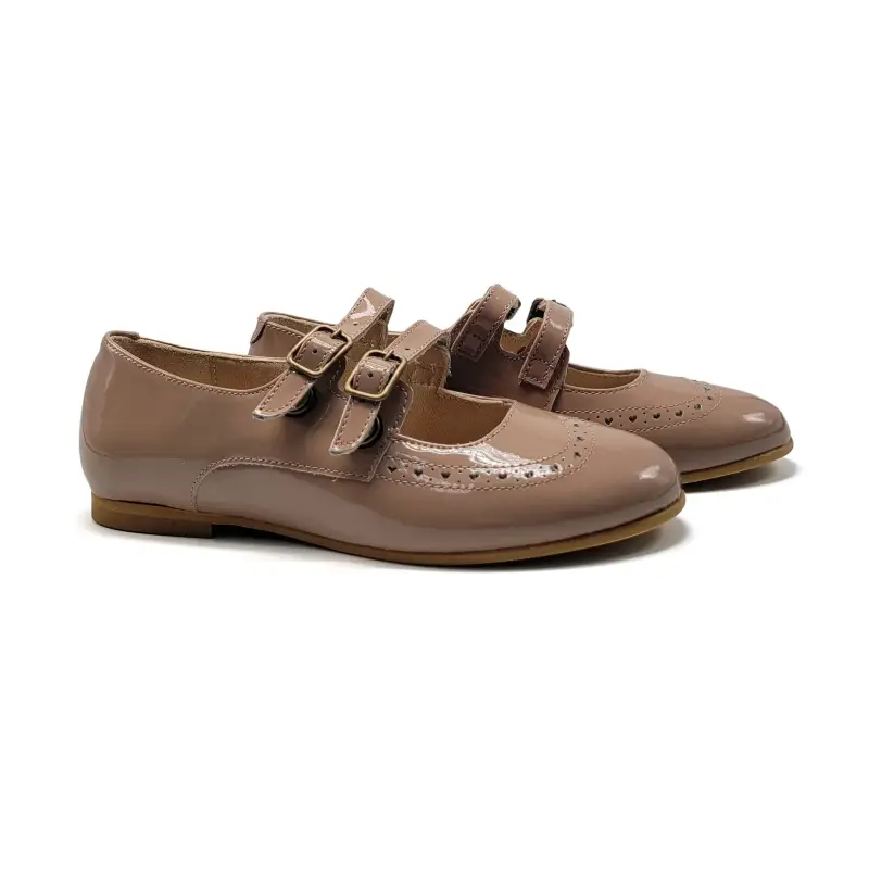 Lauve Mauve Patent Double Buckle Mary Jane