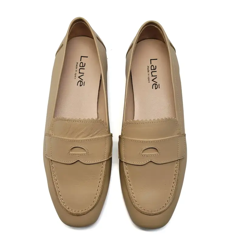 Lauve Taupe Penny Scalloped Loafer - Image 2