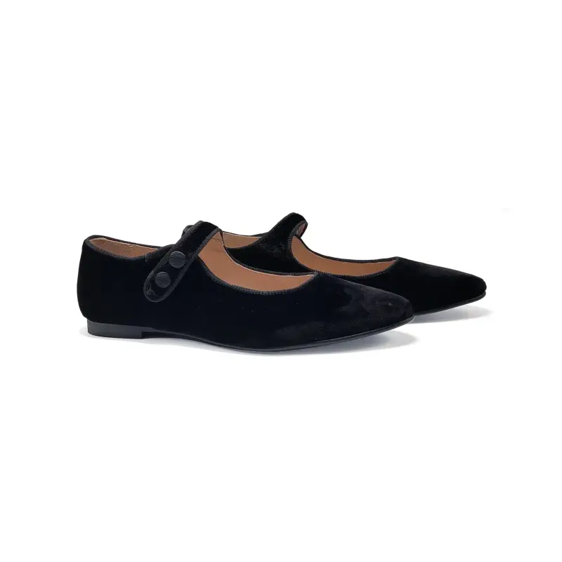 LMDI Black Velvet Pointy Mary Jane