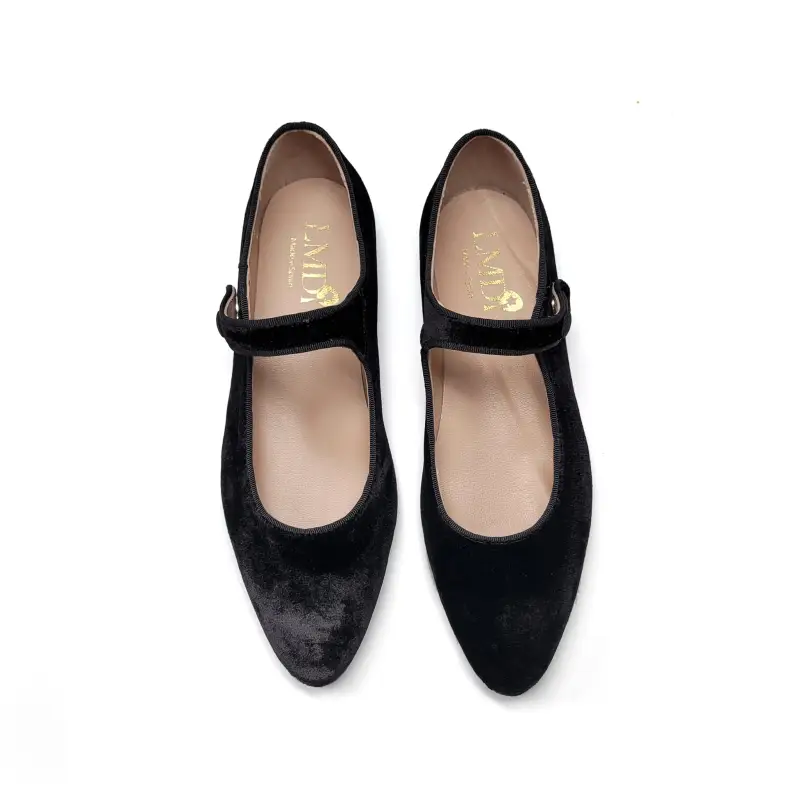 LMDI Black Velvet Pointy Mary Jane - Image 2