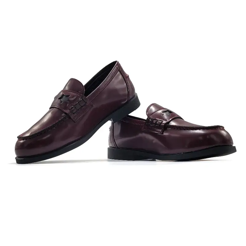 LMDI Castellano Burgundy Grey Star Loafer - Image 2