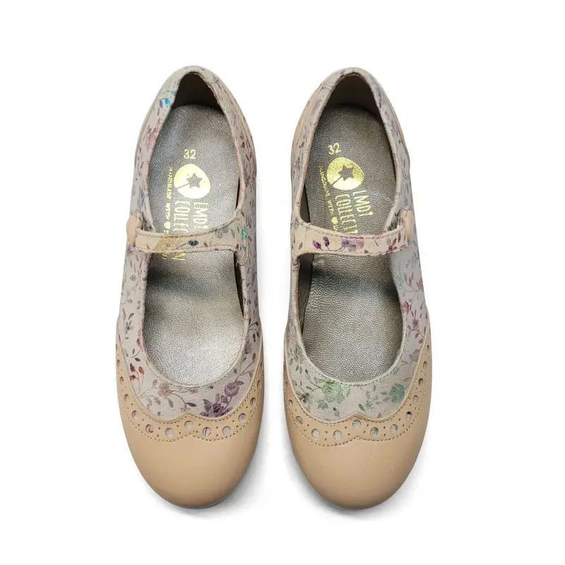 LMDI Doll Peach Floral Wingtip Mary Jane - Image 2