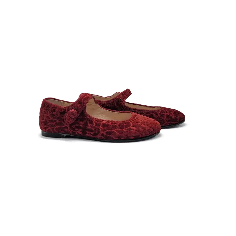 LMDI Iria Burgundy Print Velvet Mary Jane