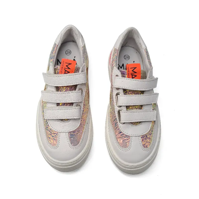 MAA Neon Glitter White Velcro Sneaker - Image 2