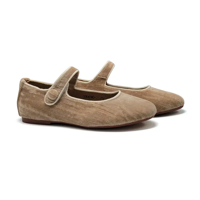 Mamelina Beige Velvet Mary Jane