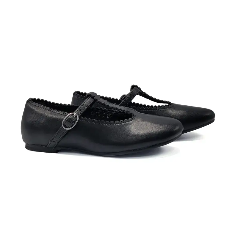 Mamelina Black Leather T-Strap