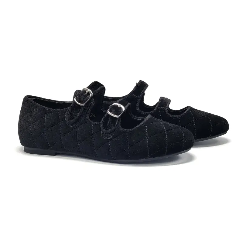 Mamelina Black Velvet Double Strap Mary Jane