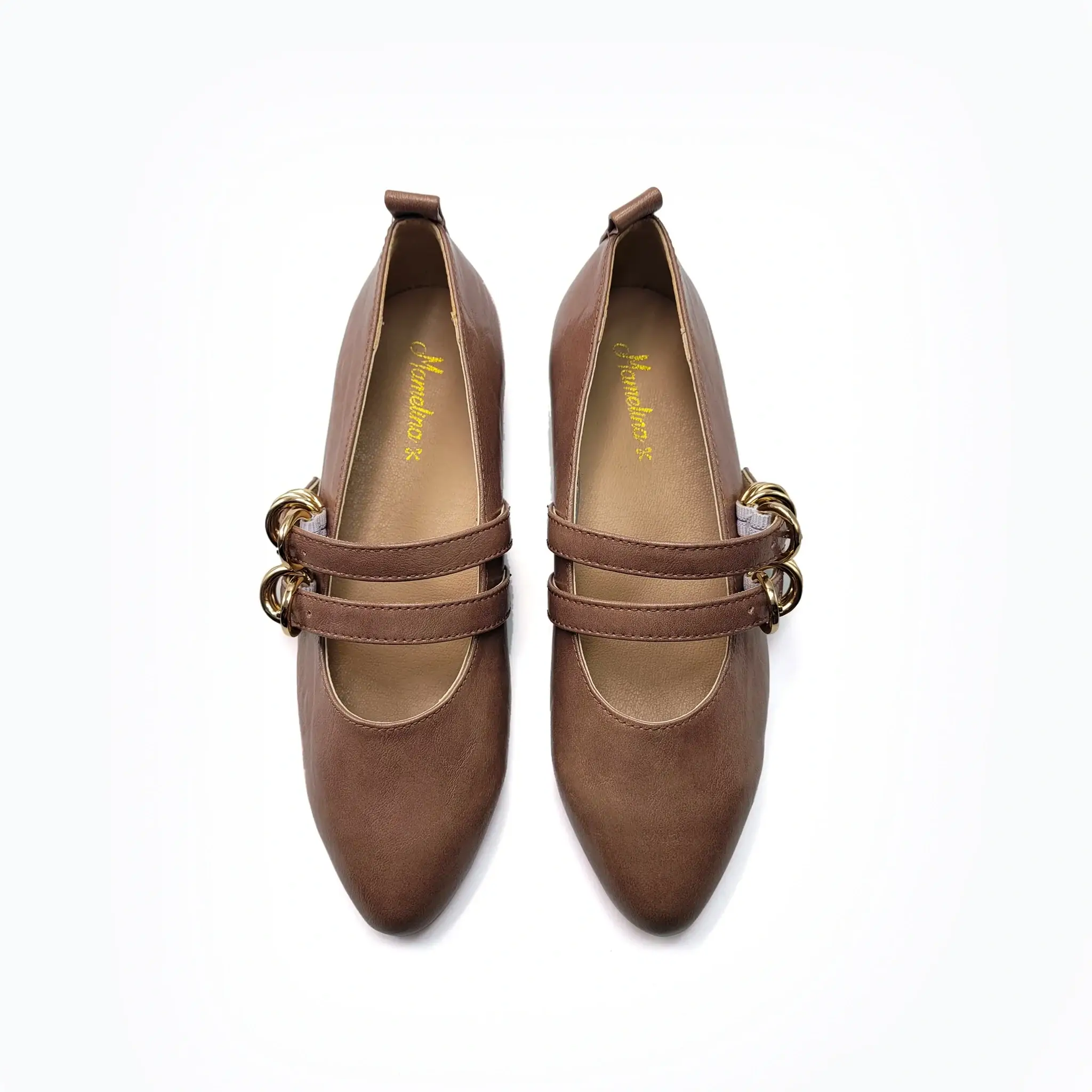 Mamelina Brown Leather Double Strap Mary Jane - Image 2