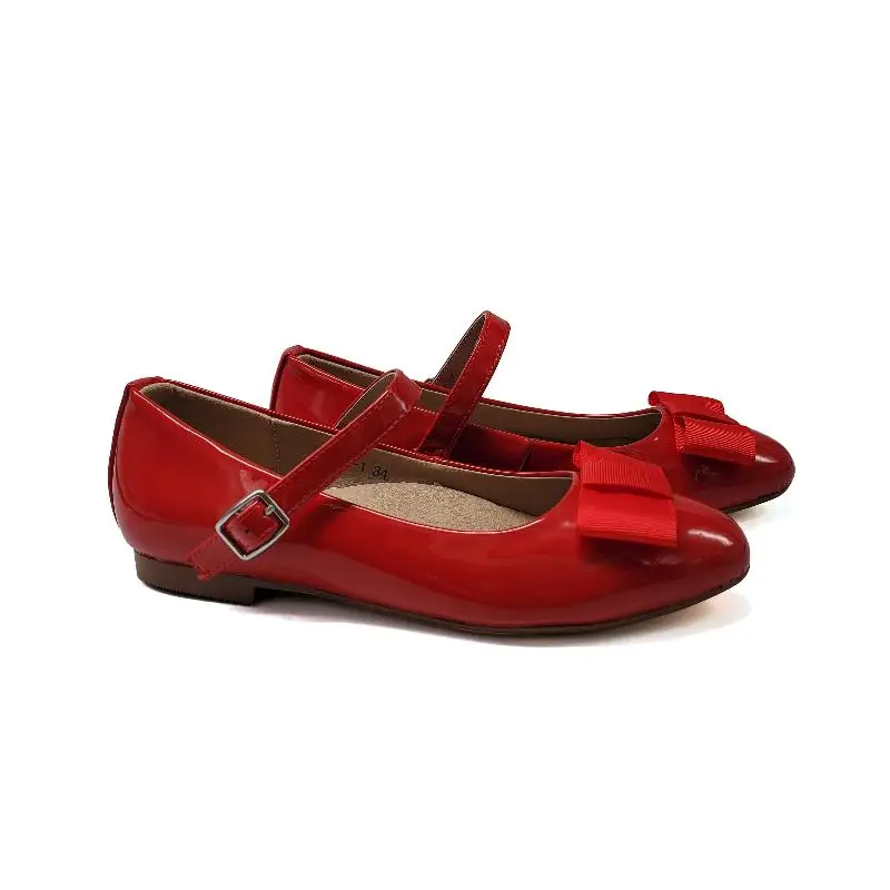 Mamelina Classic Red Patent Bow Mary Jane