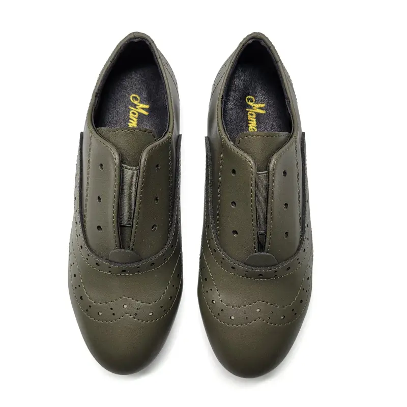 Mamelina Dark Green Wingtip Slip On Oxford - Image 2