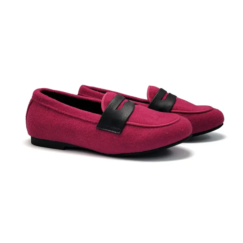 Mamelina Fuschia Pink Flannel Slip On Loafer
