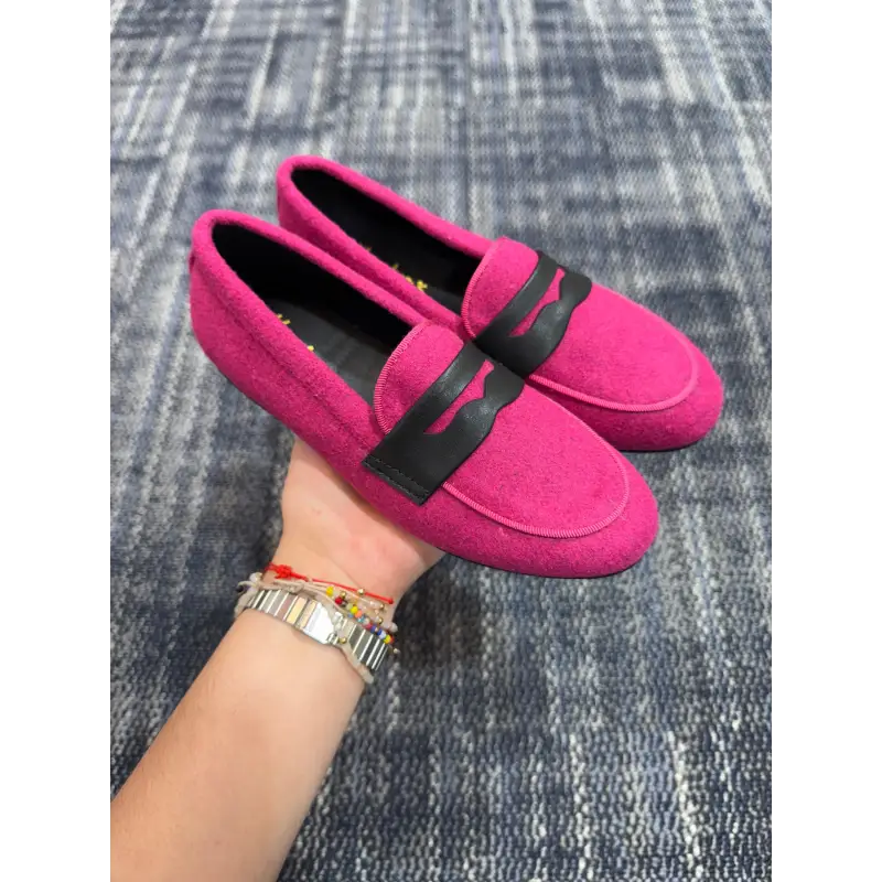 Mamelina Fuschia Pink Flannel Slip On Loafer - Image 3