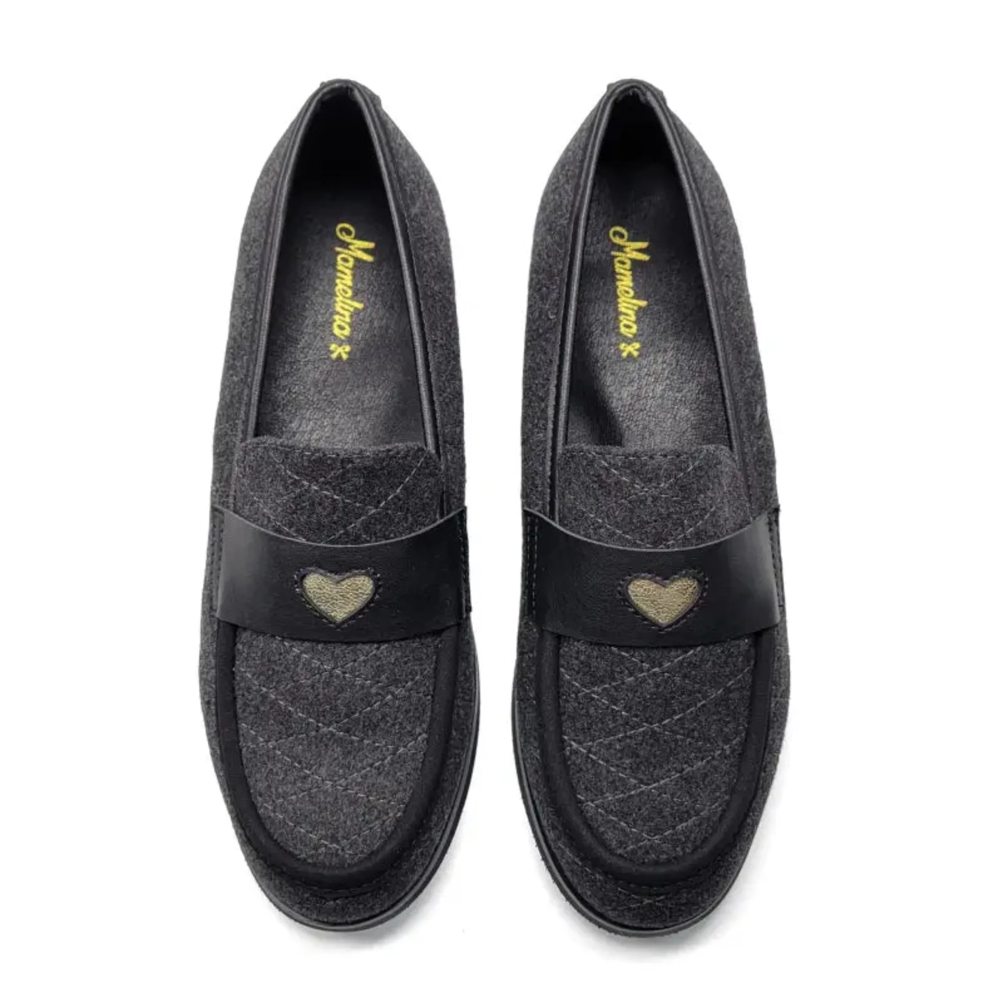 Mamelina Grey Flannel Gold Heart Slip On Loafer - Image 2