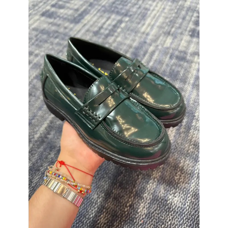 Mamelina Hunter Green Chunky Penny Loafer - Image 3