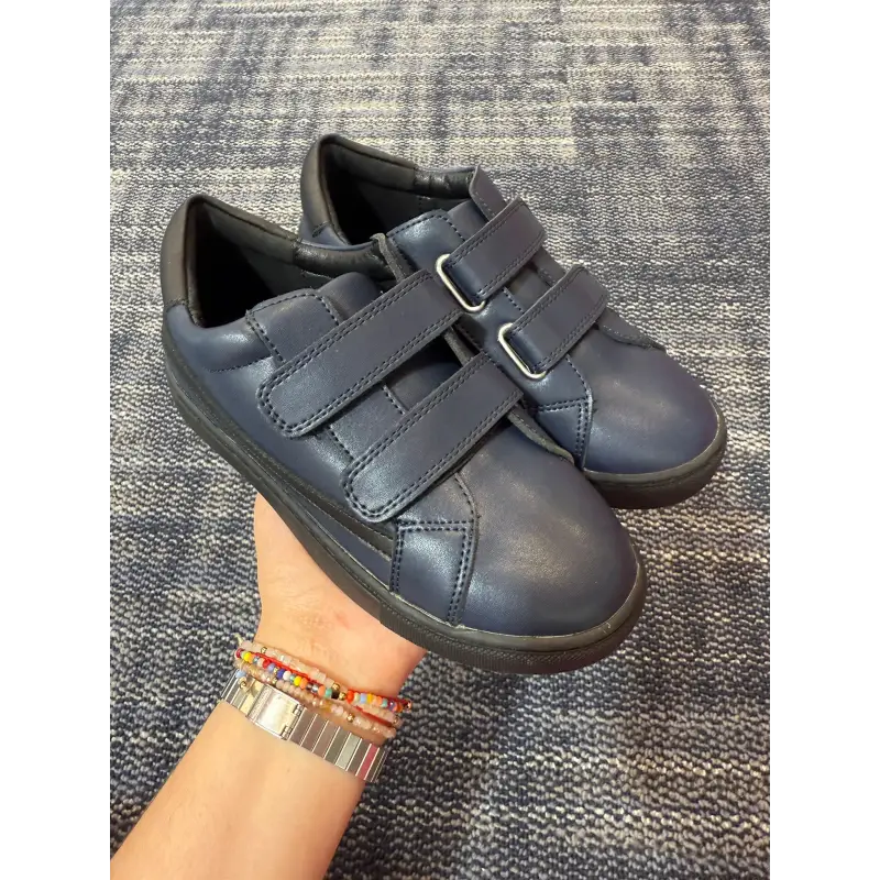 Mamelina Navy Leather Velcro Sneaker - Image 3