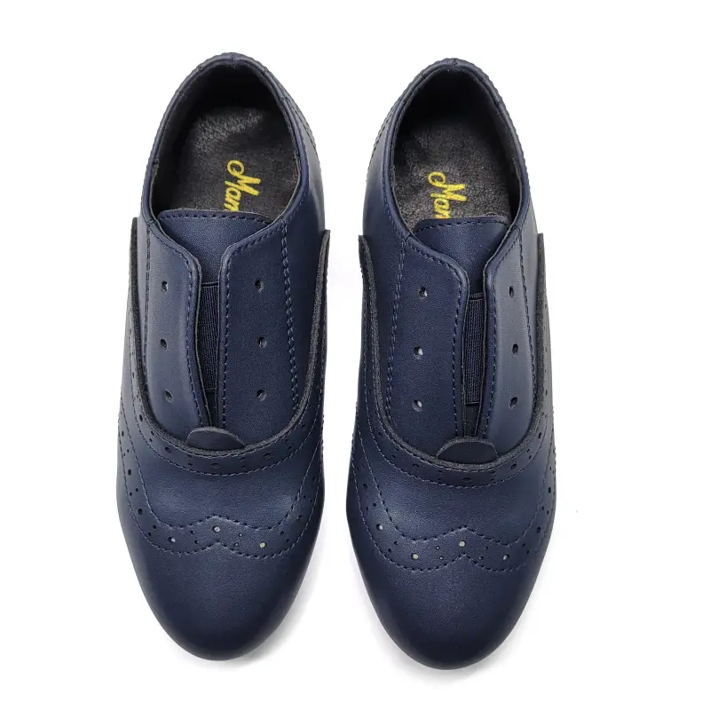 Mamelina Navy Leather Wingtip Slip On Oxford - Image 2