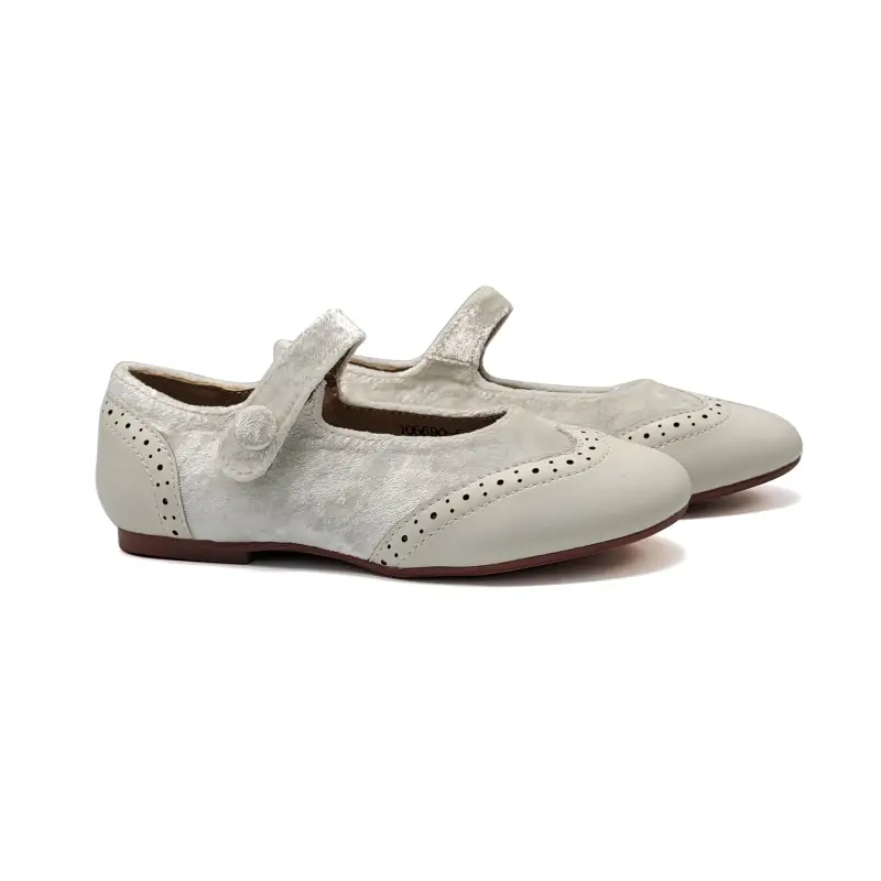 Mamelina Off White Crushed Velvet Wingtip Mary Jane