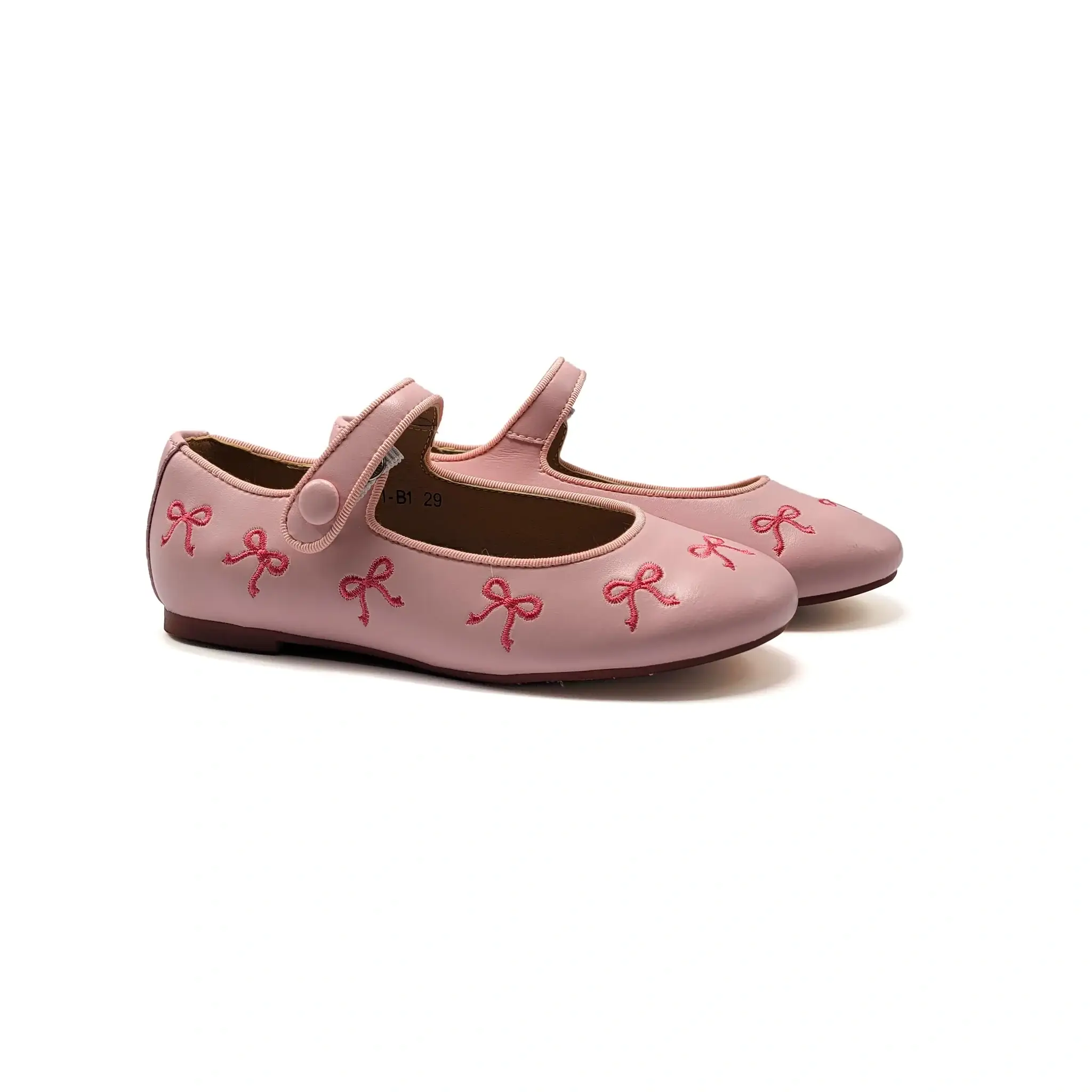 Mamelina Pink Bow Embroidered Mary Jane