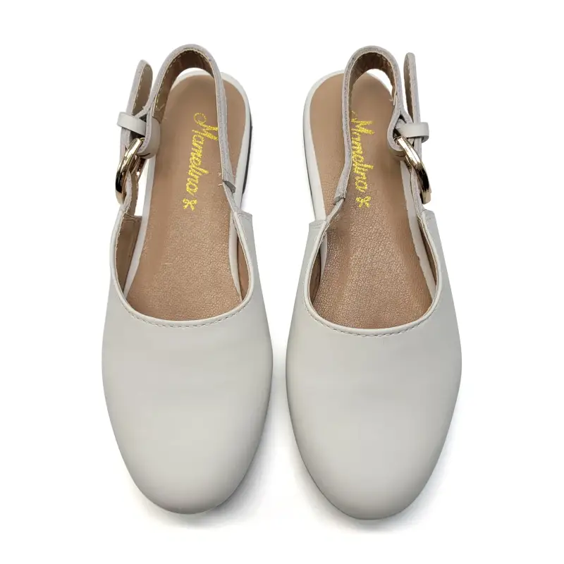 Mamelina White Leather Gold Buckle Slingback - Image 2