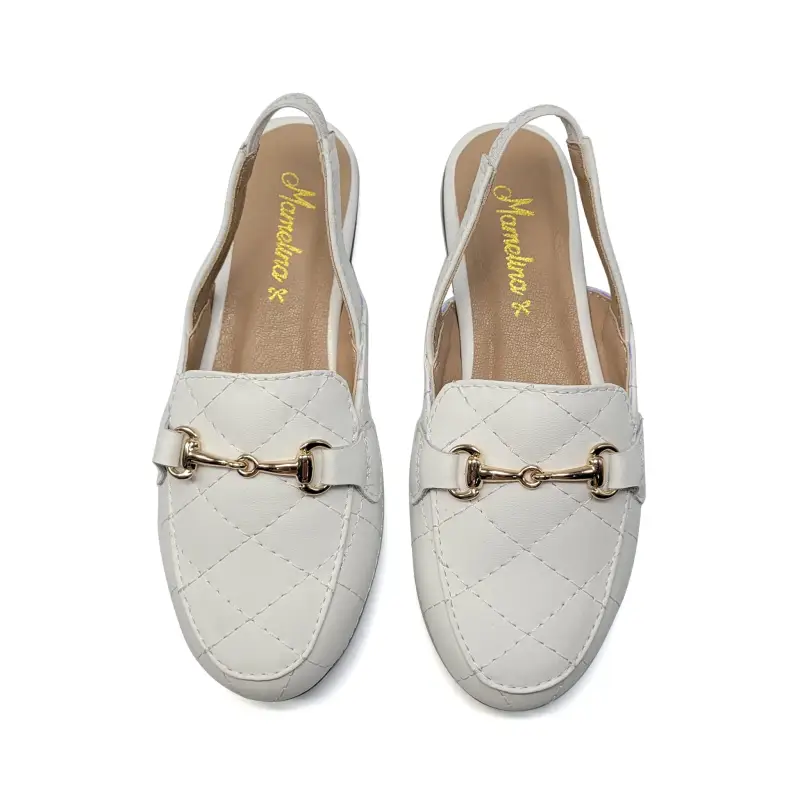 Mamelina White Quilted Chain Slingback - Image 2