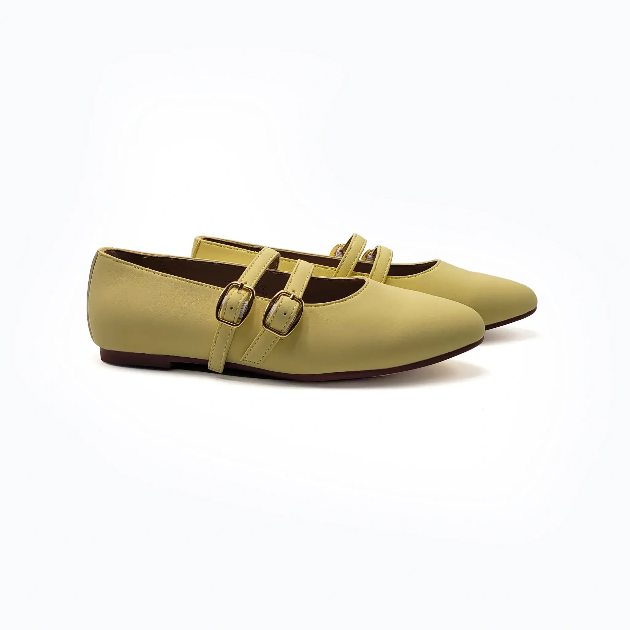 Mamelina Yellow Leather Double Strap Mary Jane