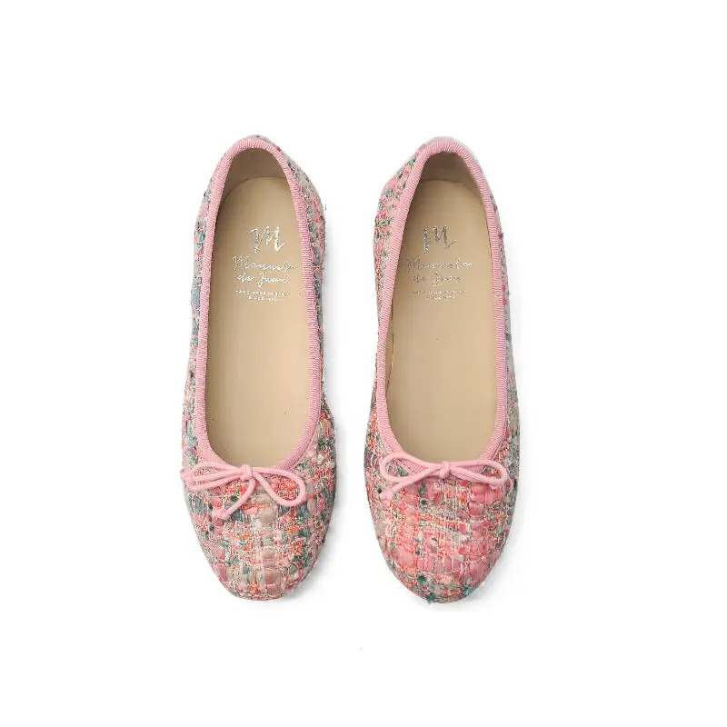 Manuela De Juan Belladona Chanel Pink Blue Tweed Ballet Flat - Image 2