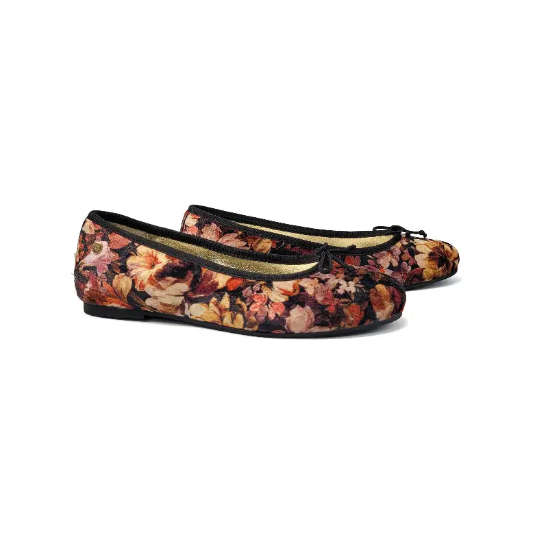 Manuela De Juan Belladona Floral Black Ballet Flat S2373