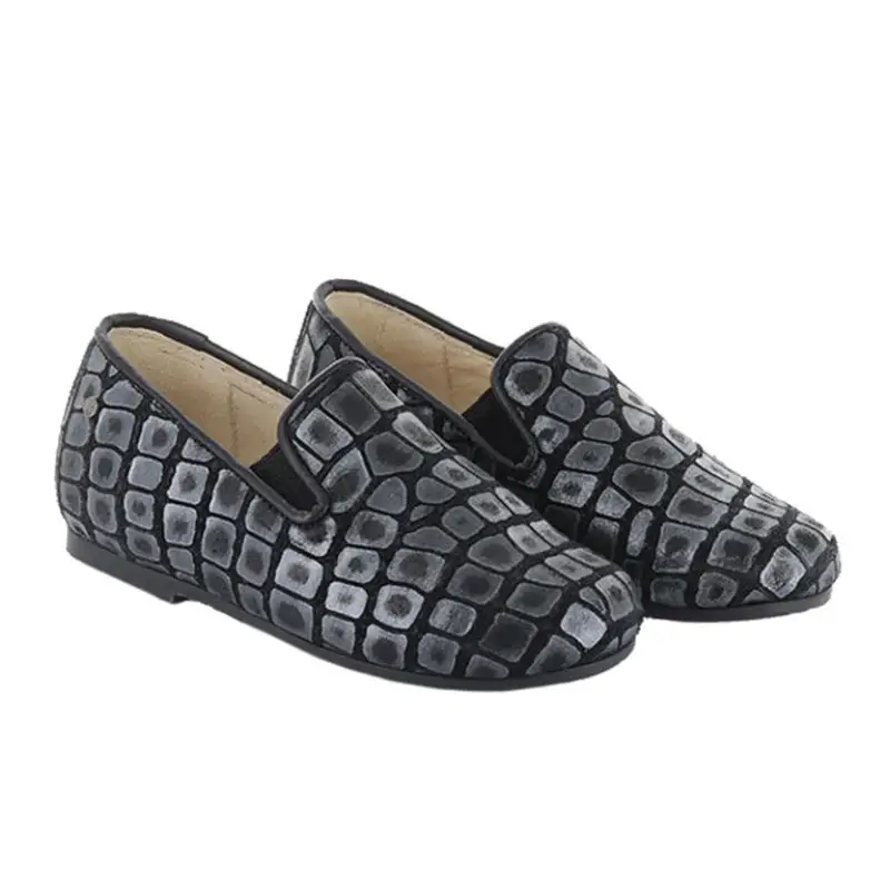 Manuela De Juan Black Crocodile Loafer