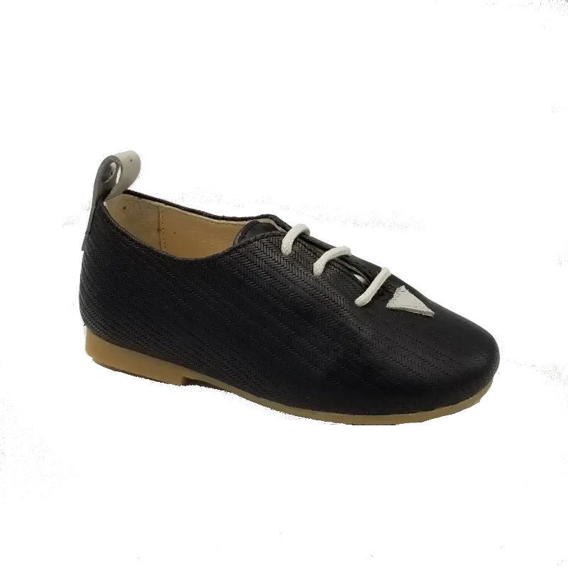 Manuela De Juan Black Textured Grey Lace Derby - Image 3