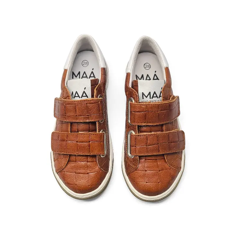 Manuela De Juan Brown Woven Velcro Sneaker - Image 3