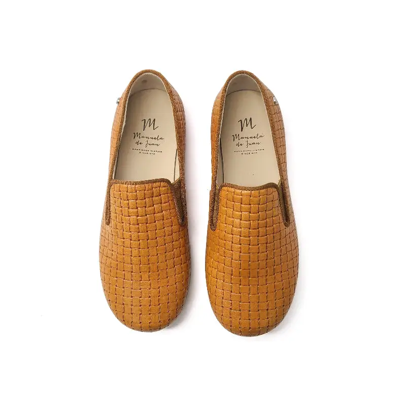 Manuela De Juan Cognac Basket Weave Smoking Shoe - Image 2