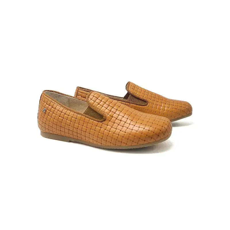 Manuela De Juan Cognac Basket Weave Smoking Shoe - Image 3
