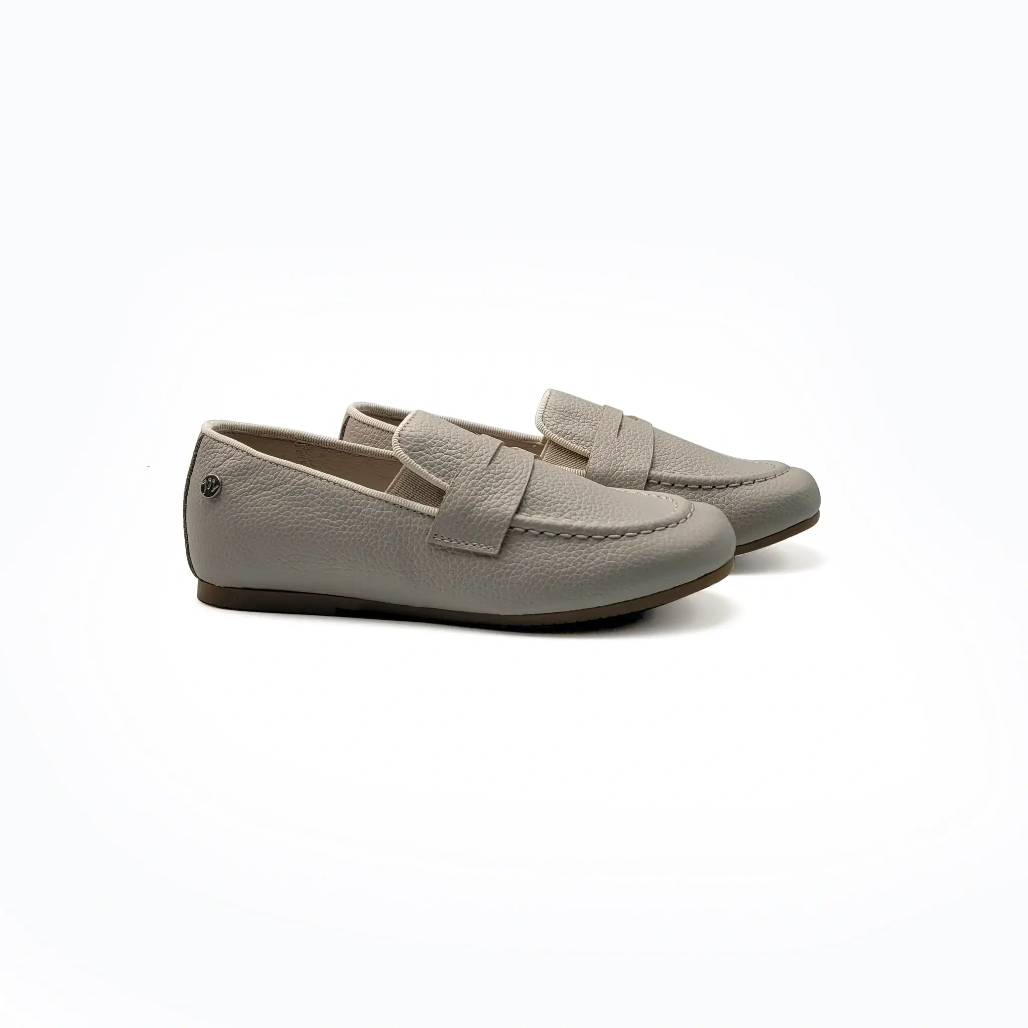 Manuela De Juan Cream Pebbled Miqueas Penny Loafer