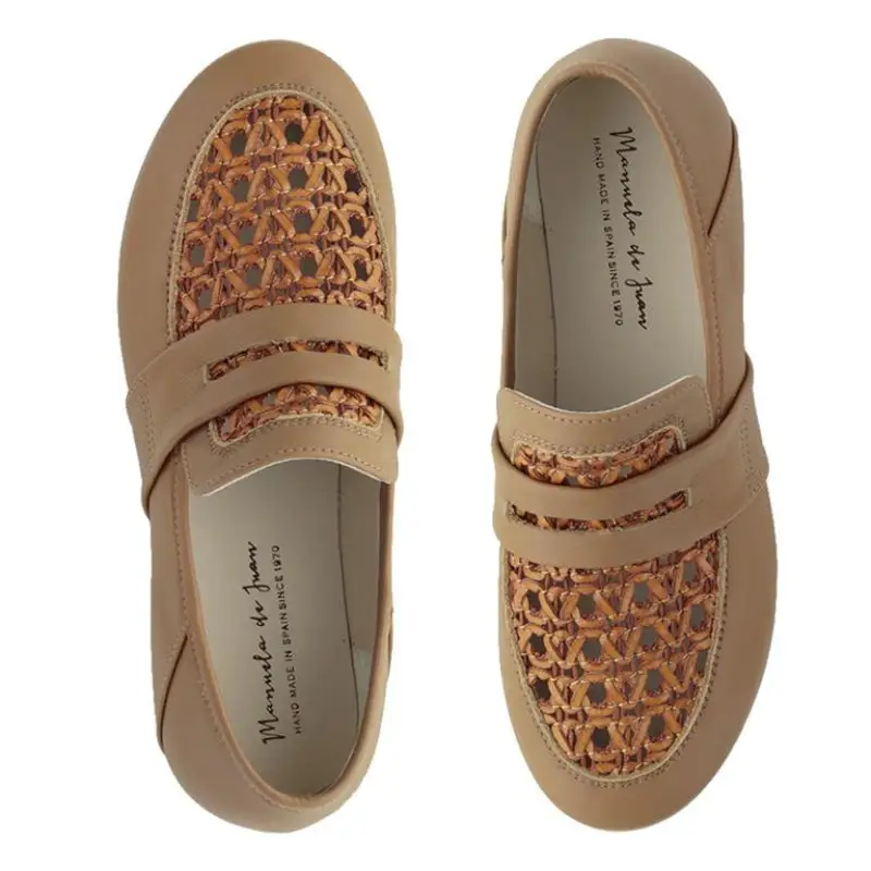Manuela De Juan Manon Cognac Net Slip On Penny Loafer - Image 4