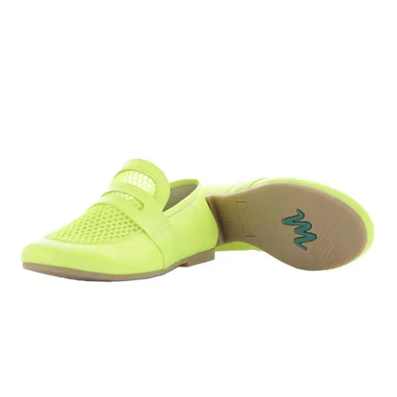 Manuela De Juan Manon Neon Yellow Slip On Penny Loafer - Image 4