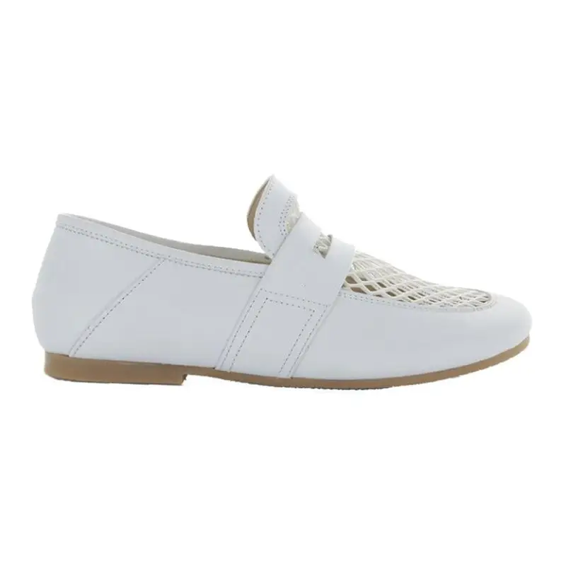Manuela De Juan Manon White Leather Slip On Penny Loafer - Image 3