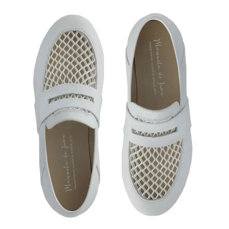 Manuela De Juan Manon White Leather Slip On Penny Loafer - Image 4