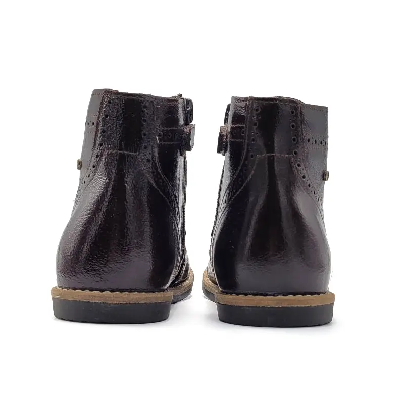 Manuela De Juan Midnight Brown Patent Wingtip Bootie S3076 - Image 3