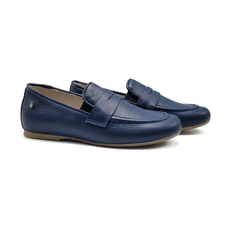 Manuela De Juan Miqueas Navy Pebbled Smoking Shoe