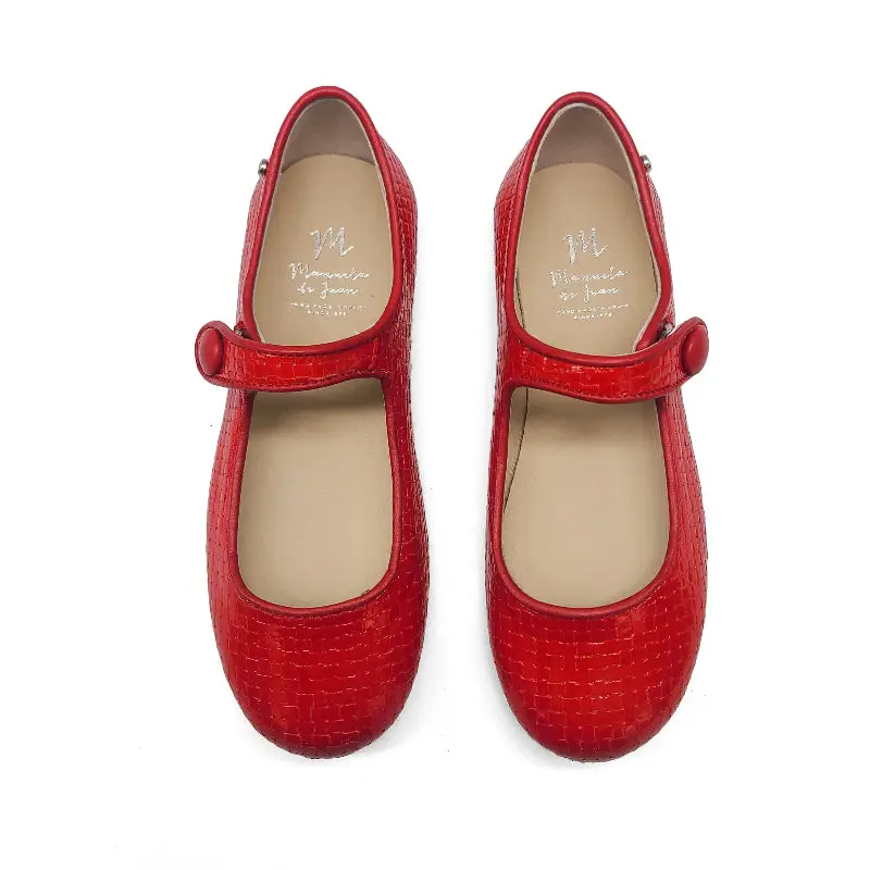 Manuela De Juan Red Basket Patent Mary Jane - Image 2