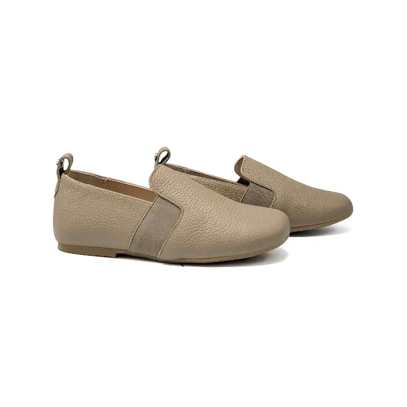 Manuela De Juan Richard Taupe Pebbled Smoking Shoe S2977