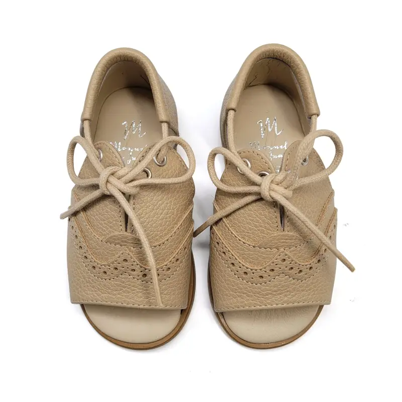 Manuela De Juan Rika Taupe Pebbled Baby Sandal S3122 - Image 2