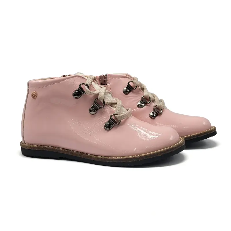 Manuela De Juan Rose Patent Lace Bootie