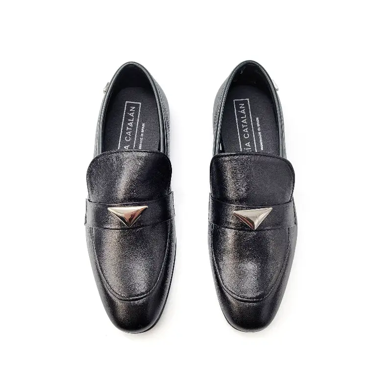 Maria Catalan Black Leather Triangle Loafer CESAR004 - Image 2
