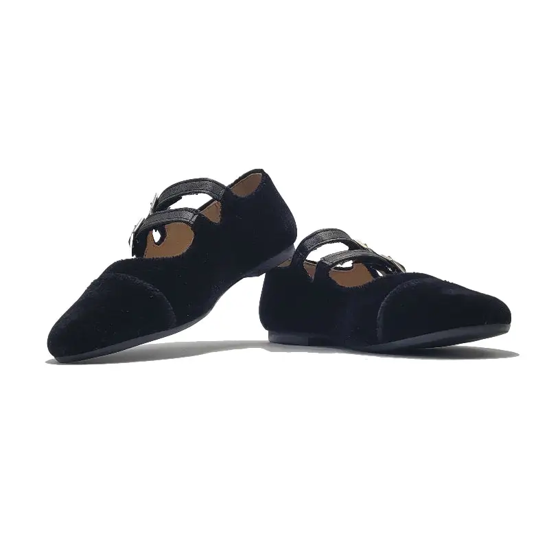 Maria Catalan Black Velvet 2 Buckle Mary Jane 705705 - Image 2